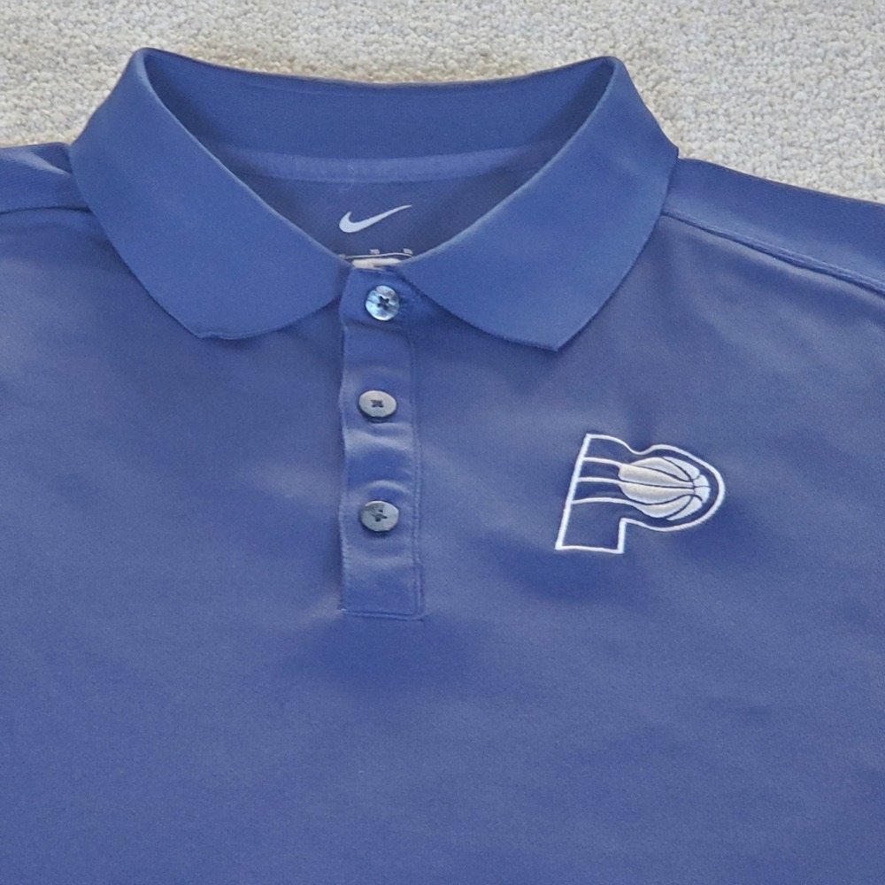 Nike Polo Shirt Men's XL Navy Blue Indiana Pacers Lexus Dri-FIT Mesh Logo